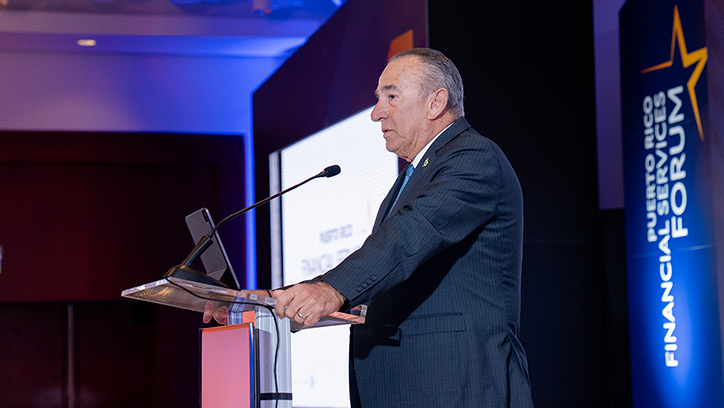 Keynote speaker at the podium at the 2024 Forum