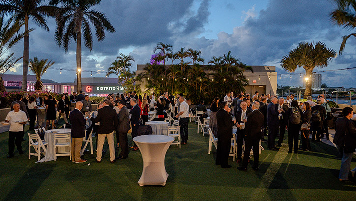 Outdoor evening reception at the 2023 Forum